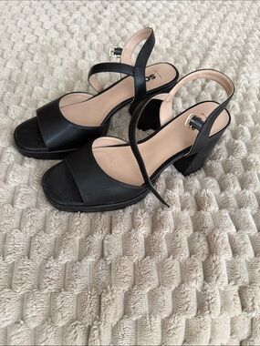 Sonoma Black Open-Toe Block Heel Slingback Sandals